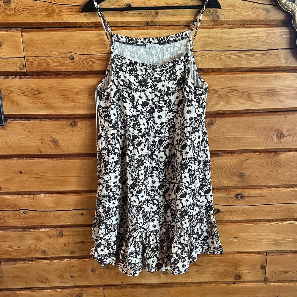 Rails White Dress with Black Floral Print